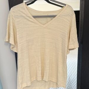 Wonderly Beige V-Neck Short Sleeve Top